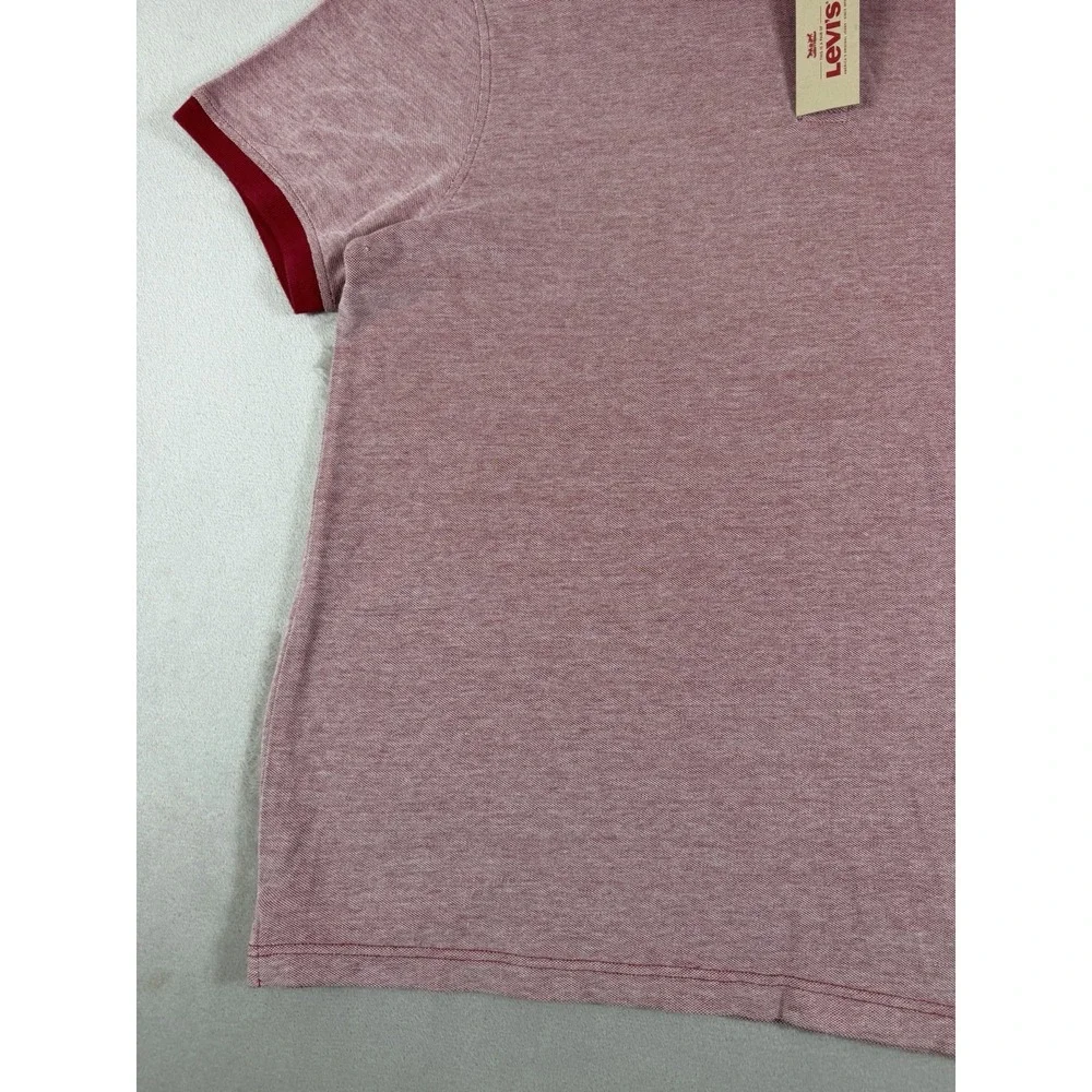 Levi's Men's Two-Tone Pique Polo Shirt With Script Embroidery Red Size XXL